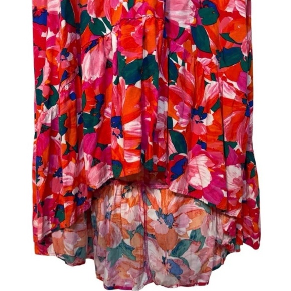 Abel the Label Floral Midi Dress Pink Red Size L - Picture 3 of 15